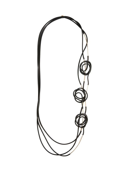 Collana lunga Ilenia in caucciù e metallo Nero/Oro Liviana Conti | A6SJ33Y69Z1